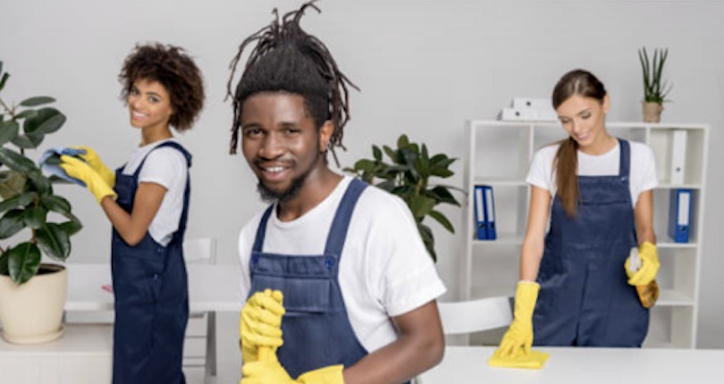 Community service team working together in a local space
